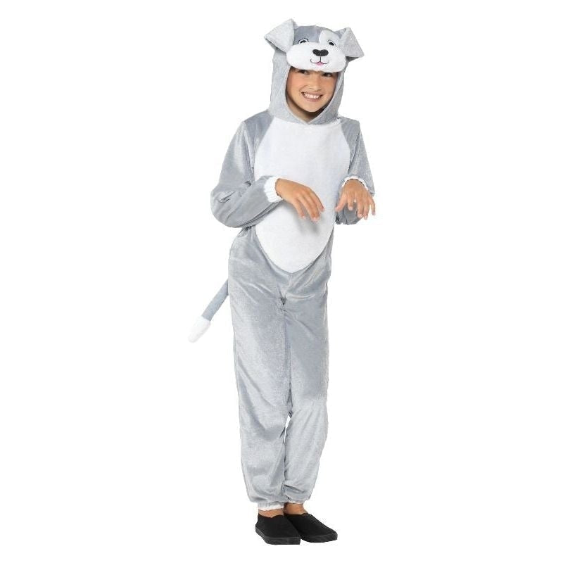 Costumes Australia Dog Costume Kids Grey Hooded Jumpsuit_2