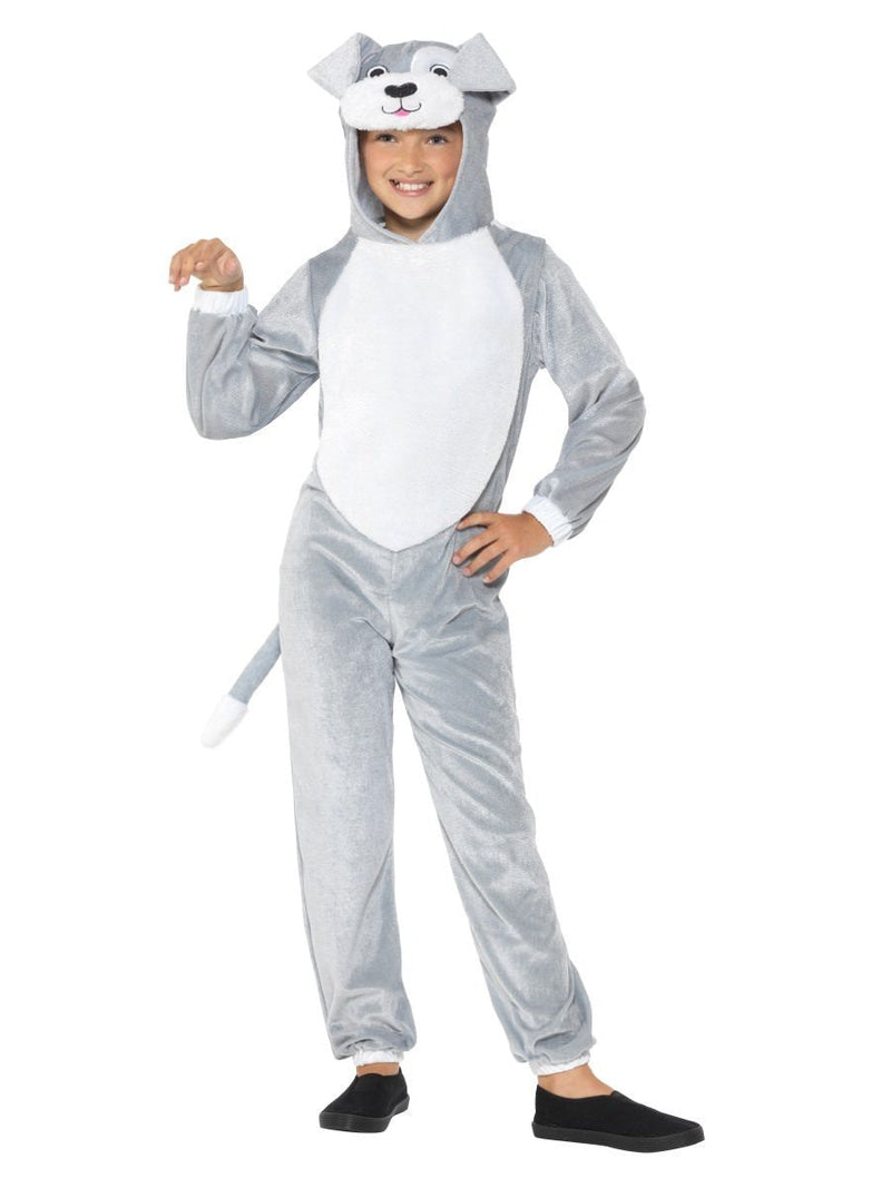 Costumes Australia Dog Costume Kids Grey Hooded Jumpsuit_5