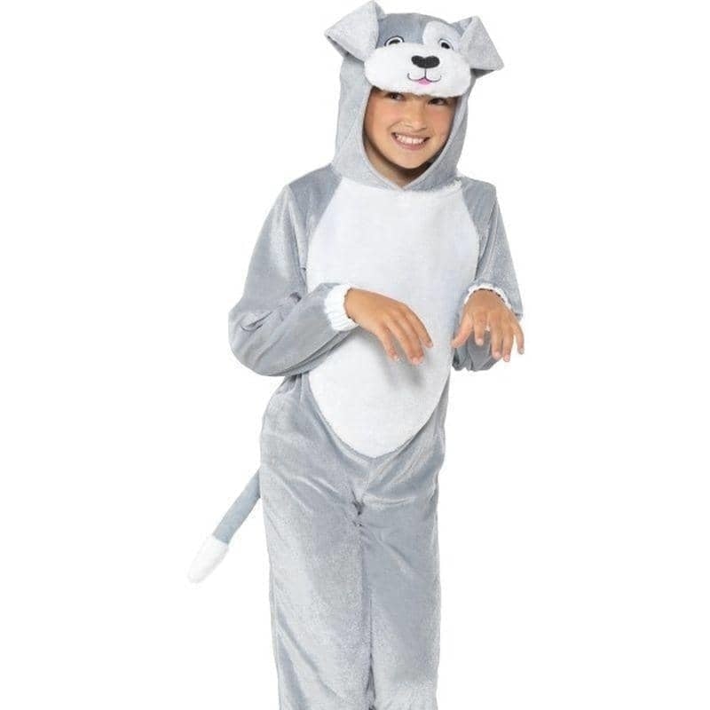 Costumes Australia Dog Costume Kids Grey Hooded Jumpsuit_1