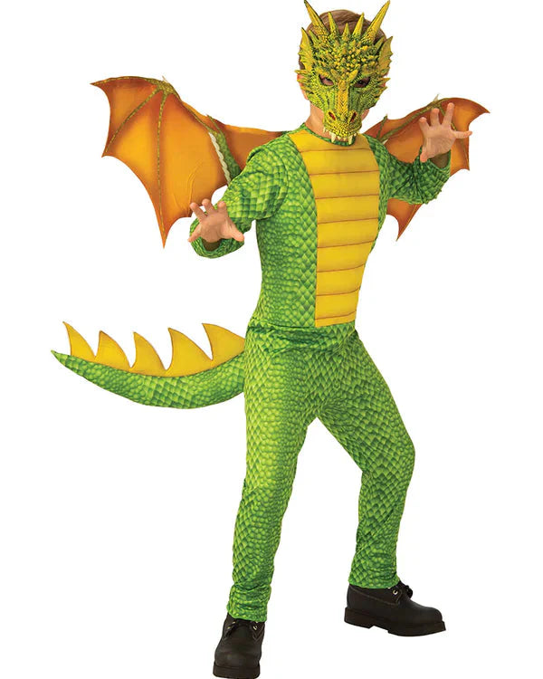 Costumes Australia Dragon Green Child Costume 3D Mask and Scales_1