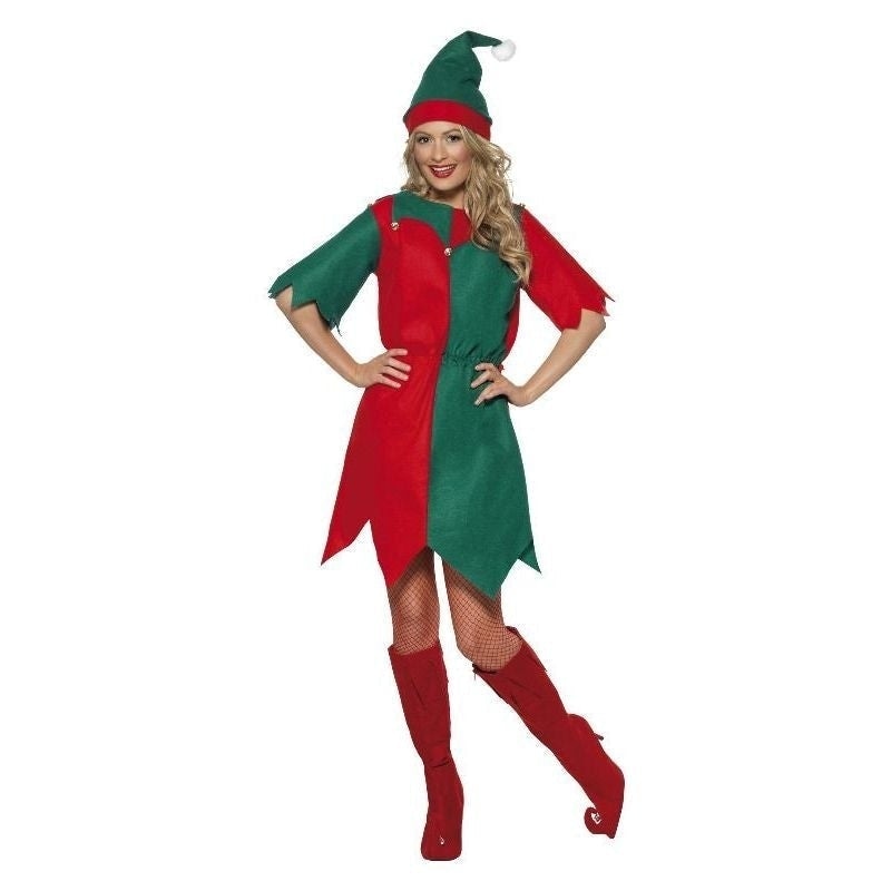 Costumes Australia Elf Costume Ladies Red Green Tunic Hat Bells_3