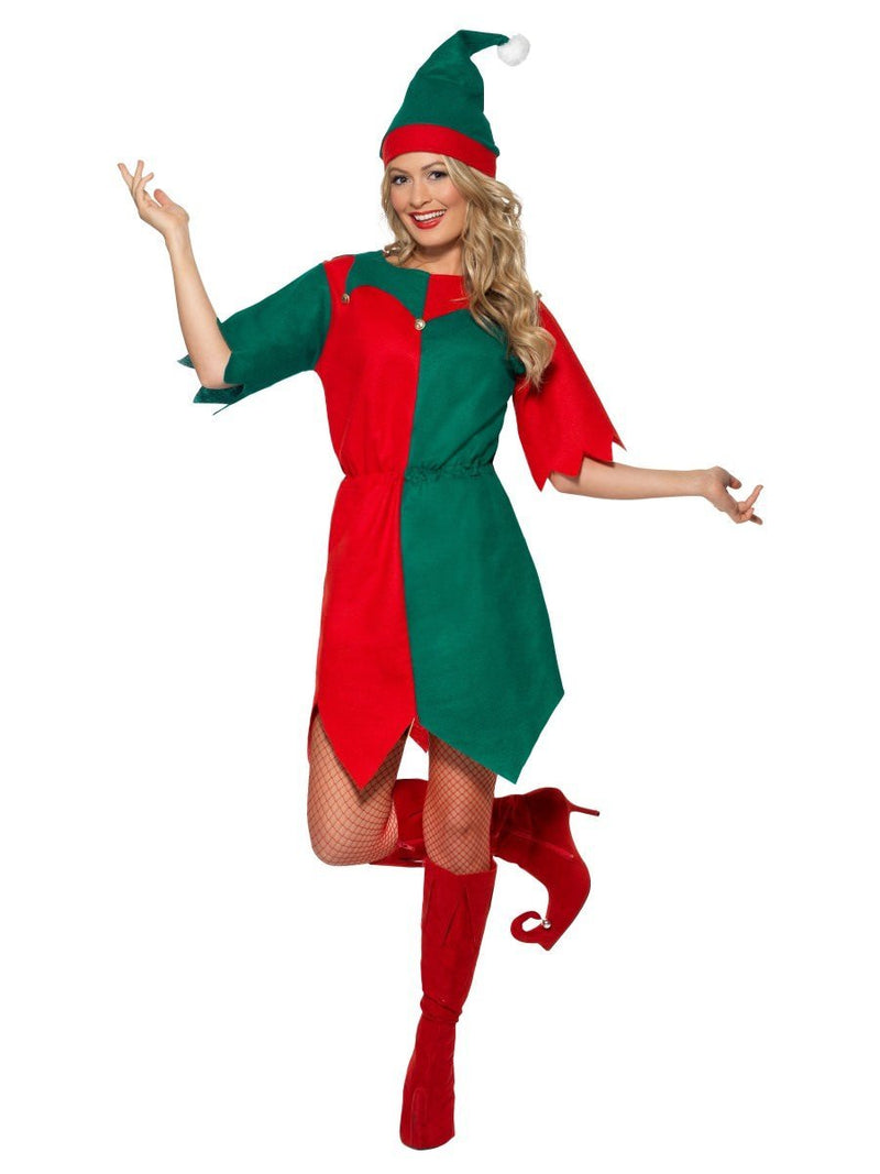 Costumes Australia Elf Costume Ladies Red Green Tunic Hat Bells_4