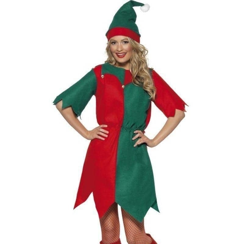 Costumes Australia Elf Costume Ladies Red Green Tunic Hat Bells_1