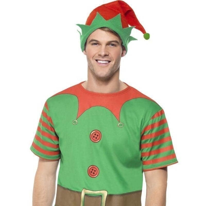 Costumes Australia Elf Instant Kit Adult Green Red T Shirt Hat_1