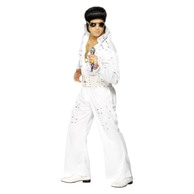 Costumes Australia Elvis Costume with Jewels White Adult Jumpsuit_1