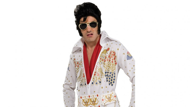 Costumes Australia Elvis White Suit Costume Mens Deluxe Jumpsuit_2