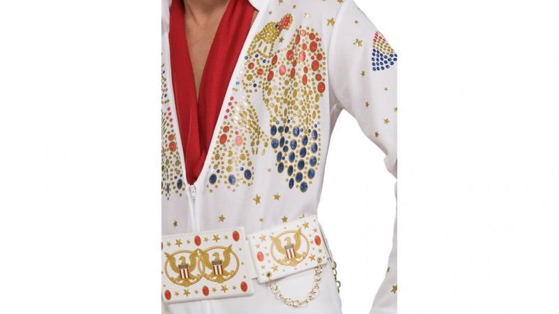 Costumes Australia Elvis White Suit Costume Mens Deluxe Jumpsuit_3