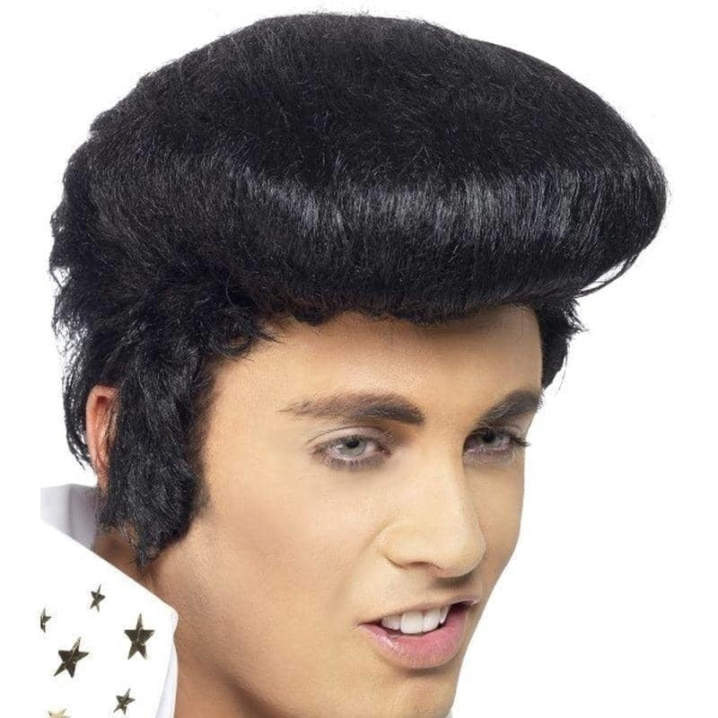 Costumes Australia Elvis Wig Adult Quiff Sideburns Black_1