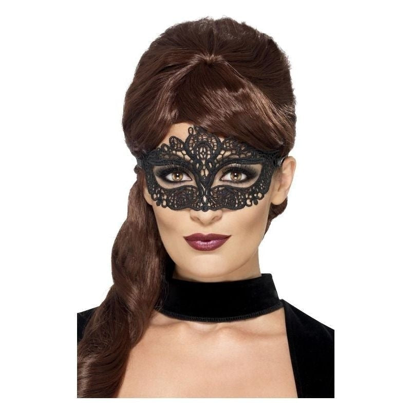 Costumes Australia Size Chart Embroidered Lace Filigree Eyemask Adult Black