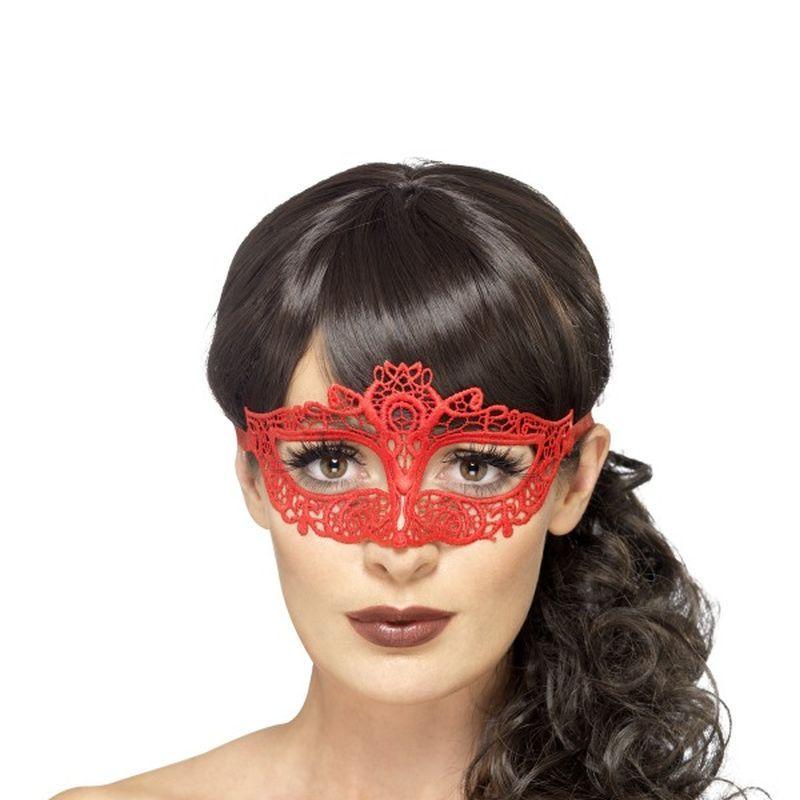 Costumes Australia Embroidered Lace Filigree Eyemask Adult Red_1