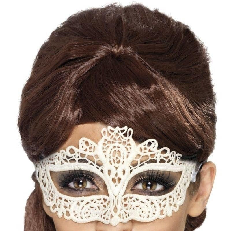 Costumes Australia Embroidered Lace Filigree Eyemask Adult White_1