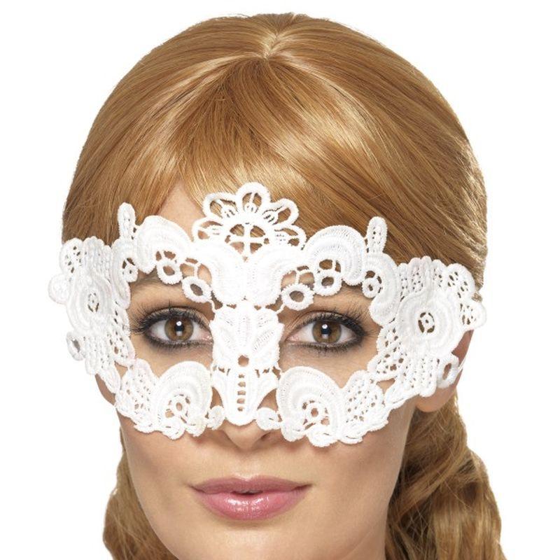 Costumes Australia Embroidered Lace Filigree Floral Eyemask Adult White_1