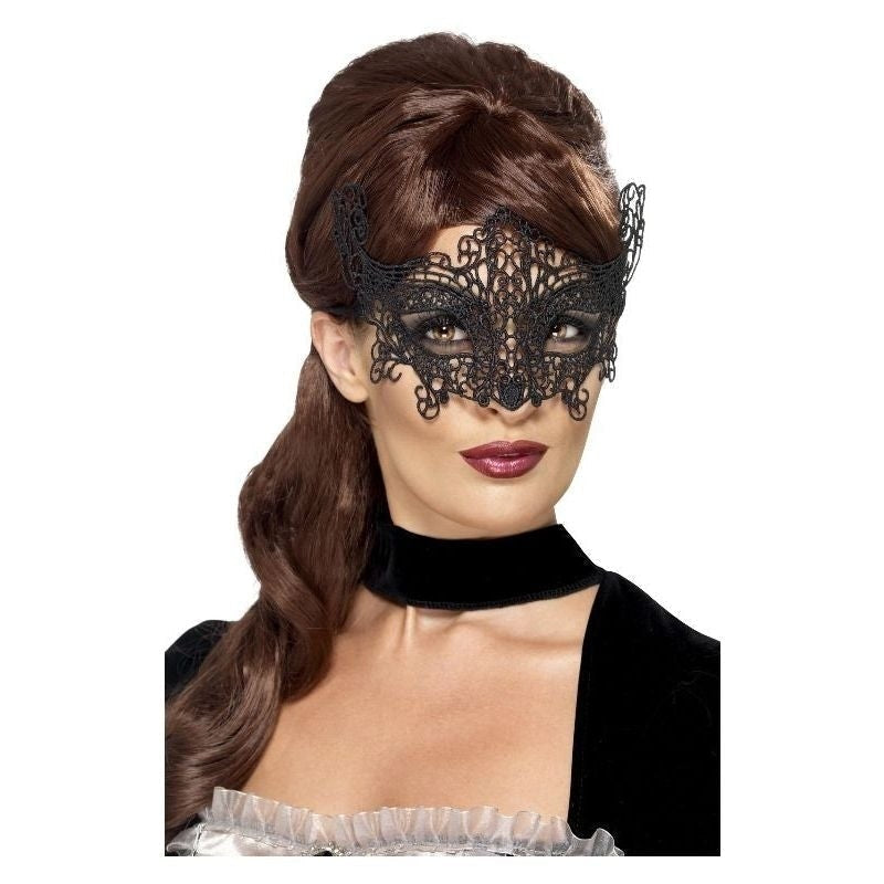 Costumes Australia Size Chart Embroidered Lace Filigree Swirl Eyemask Adult Black