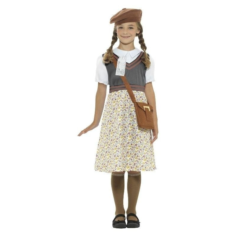 Costumes Australia Evacuee School Girl Costume Kids Grey Dress Hat Bag Name Tag_2