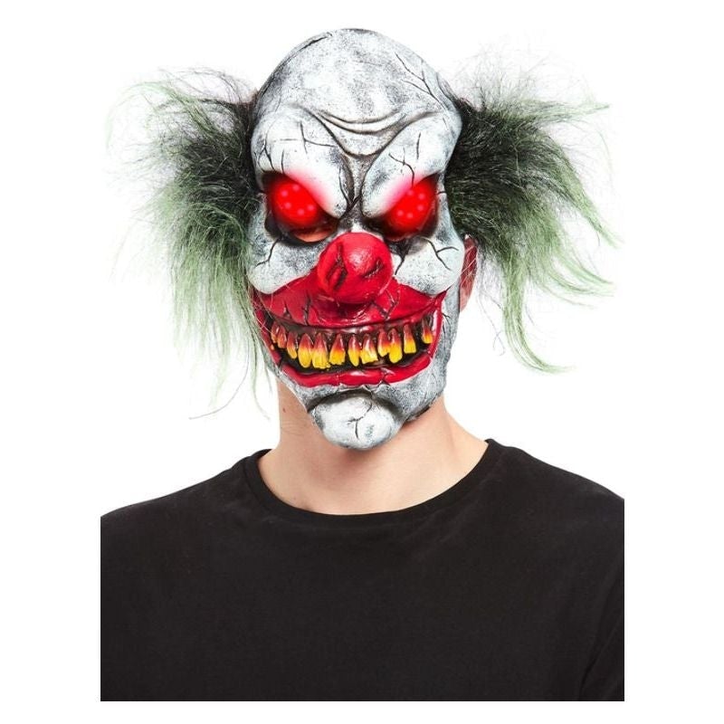 Costumes Australia Evil Clown Overhead Mask Latex Light Up Eyes_1