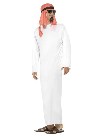 Costumes Australia Fake Arab Sheikh Costume Adult White Red Tunic_4