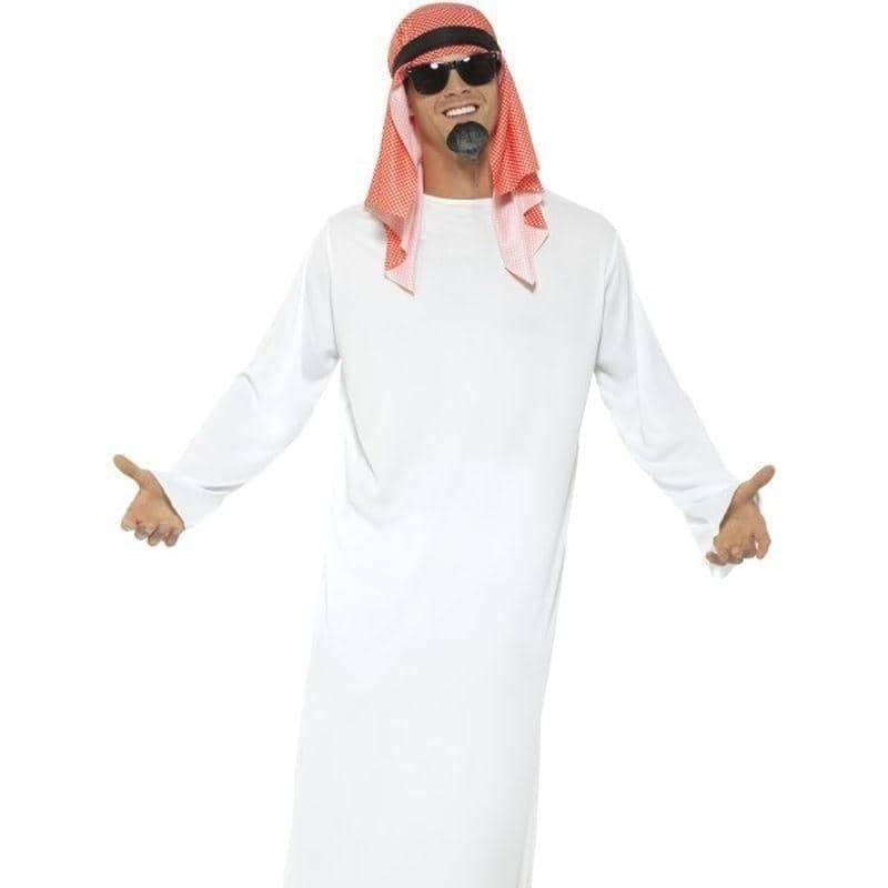 Costumes Australia Fake Arab Sheikh Costume Adult White Red Tunic_1