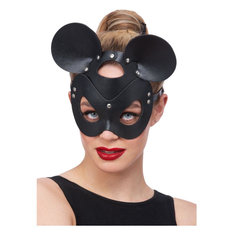 Costumes Australia Fever Black Leather Look Mouse Mask Adult_1