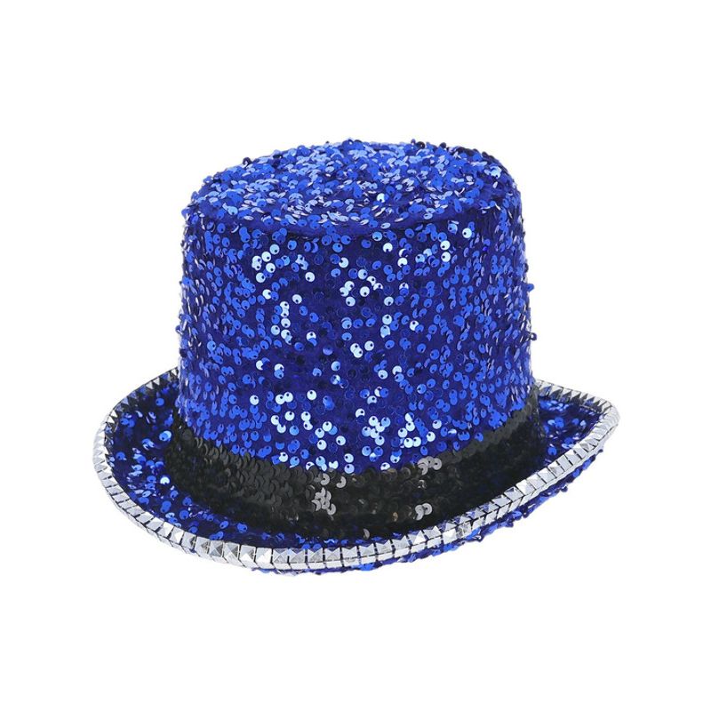 Costumes Australia Fever Deluxe Felt & Sequin Top Hat Blue Adult_1