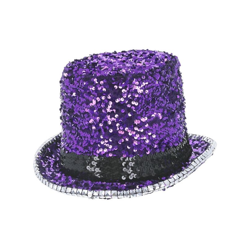 Costumes Australia Fever Deluxe Felt & Sequin Top Hat Purple Adult_1