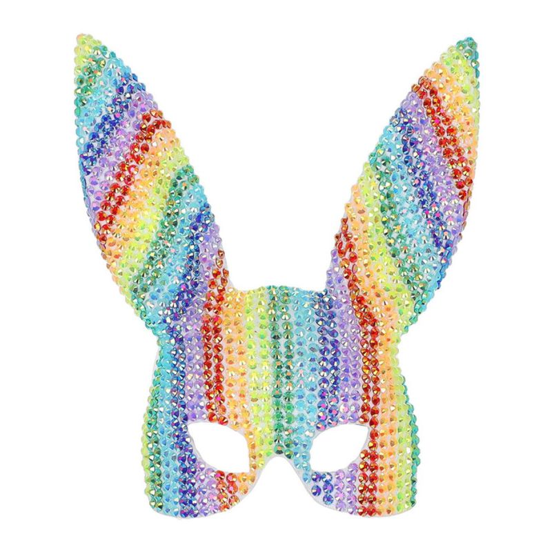 Costumes Australia Fever Deluxe Rainbow Jewel Studded Bunny Mask Adult_1