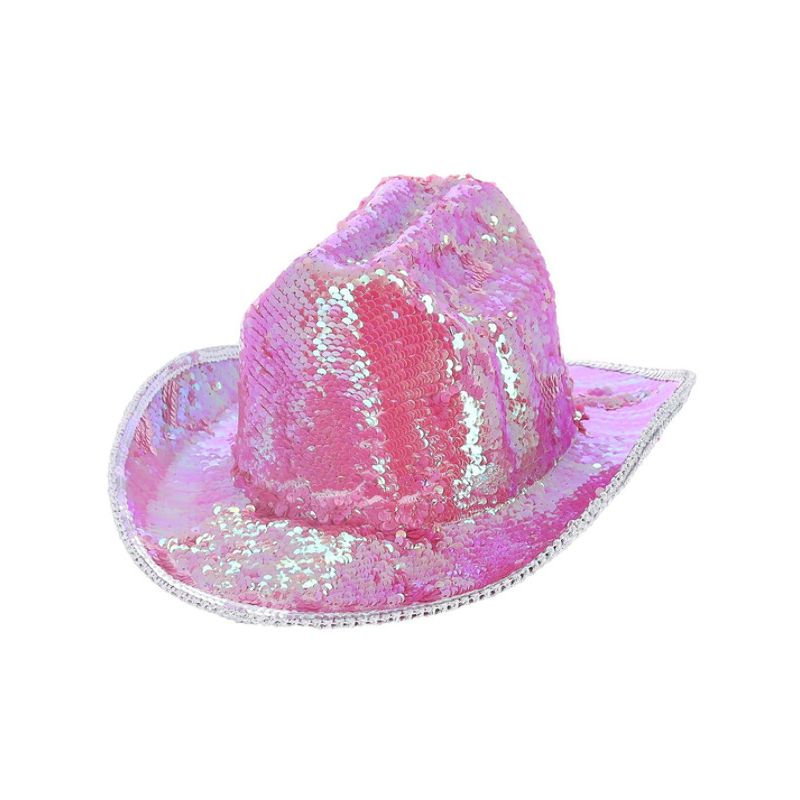 Costumes Australia Fever Deluxe Sequin Cowboy Hat Iridescent Pink Adult_1