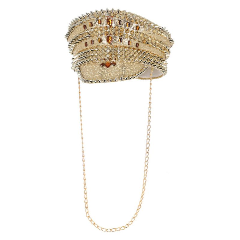 Costumes Australia Fever Deluxe Sequin Studded Captains Hat Gold Adult_1