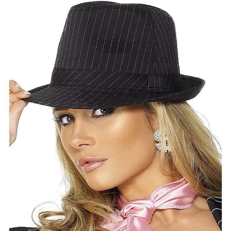 Costumes Australia Fever Gangster Trilby Hat Adult Black_1