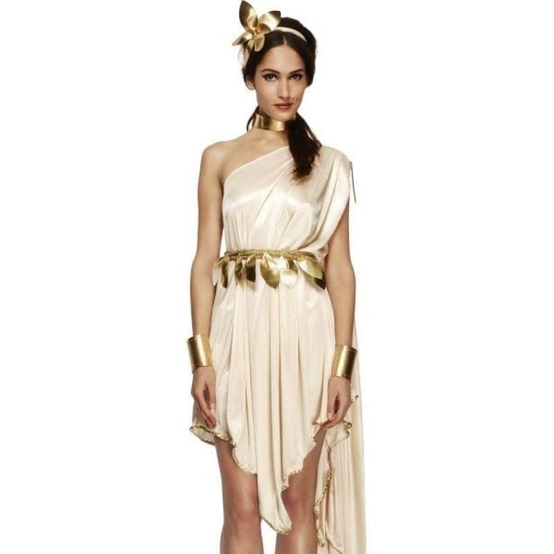 Costumes Australia Fever Goddess Costume Adult White Gold Dress Belt_1