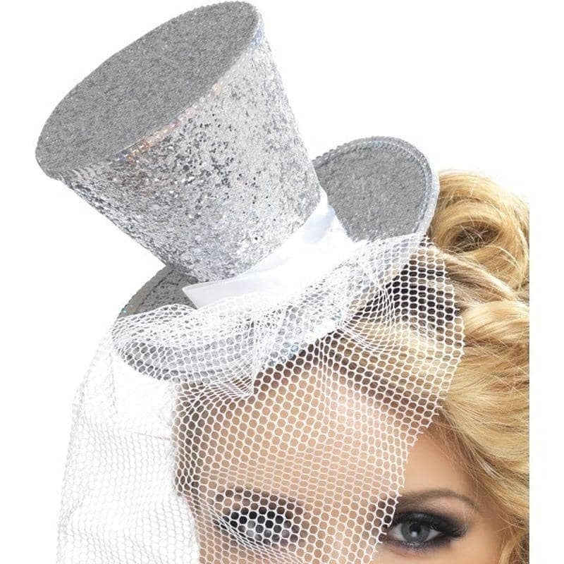 Costumes Australia Fever Mini Top Hat On Headband Adult Silver_1