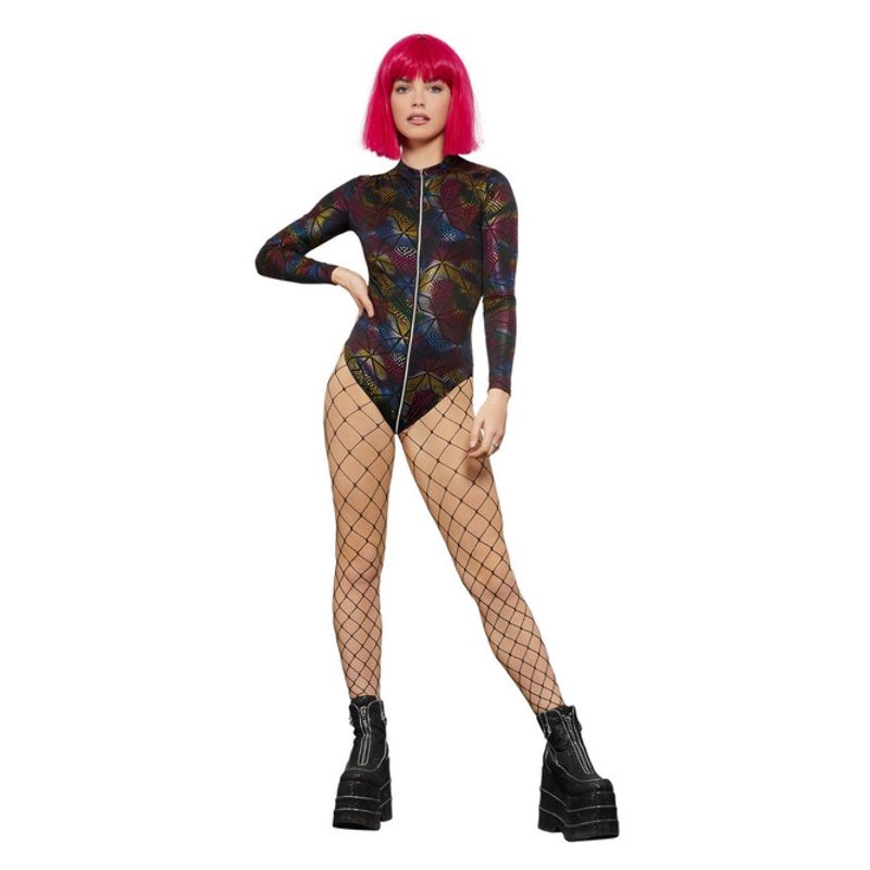 Costumes Australia Fever Miss Whiplash Rainbow Print Bodysuit Adult Multi_1