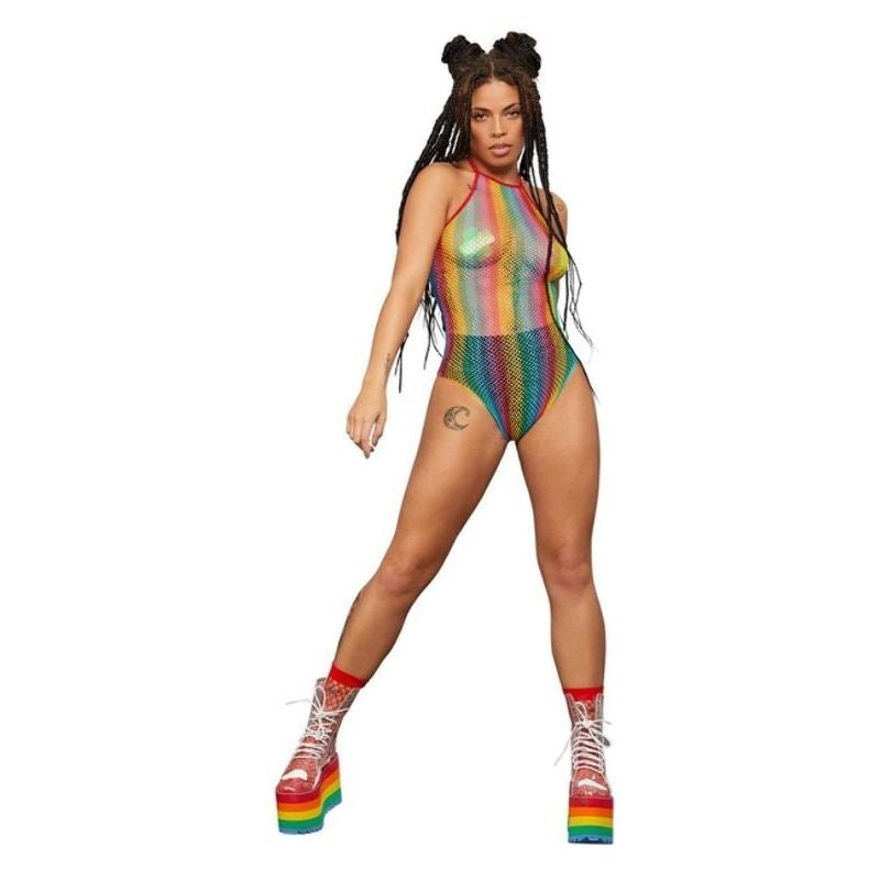 Costumes Australia Fever Rainbow Fishnet Bodysuit_1