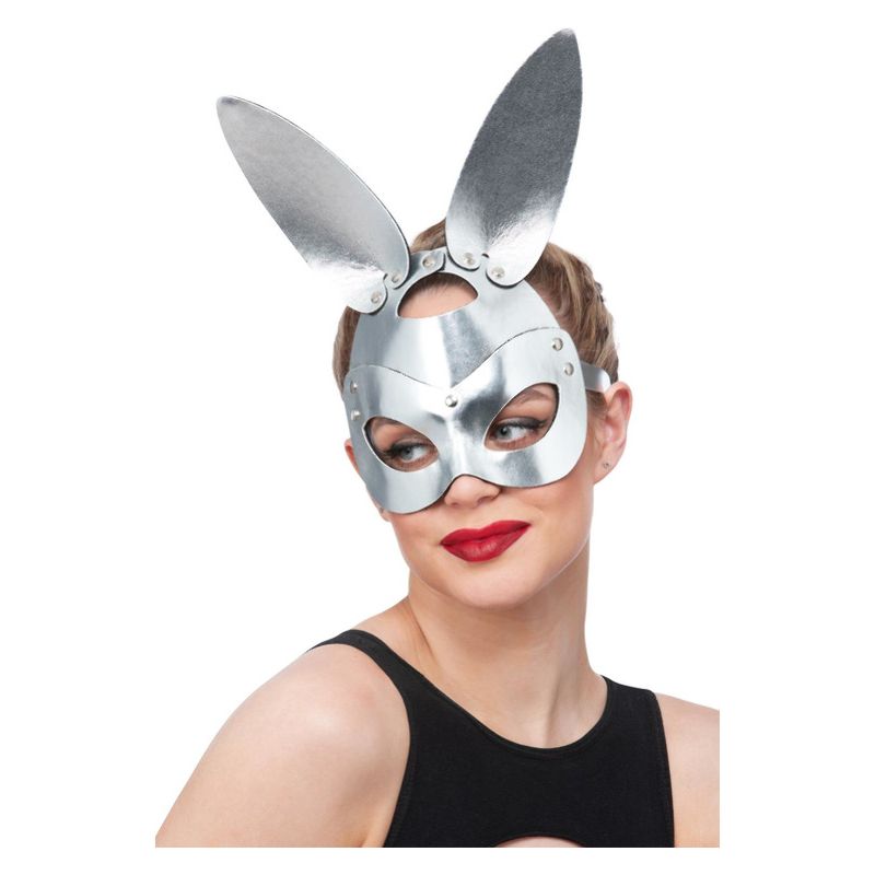 Costumes Australia Fever Silver Mock Leather Rabbit Mask Adult_1