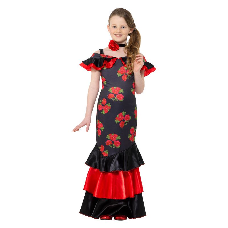 Costumes Australia Flamenco Girl Costume Black & Red Child Spanish Dress_2