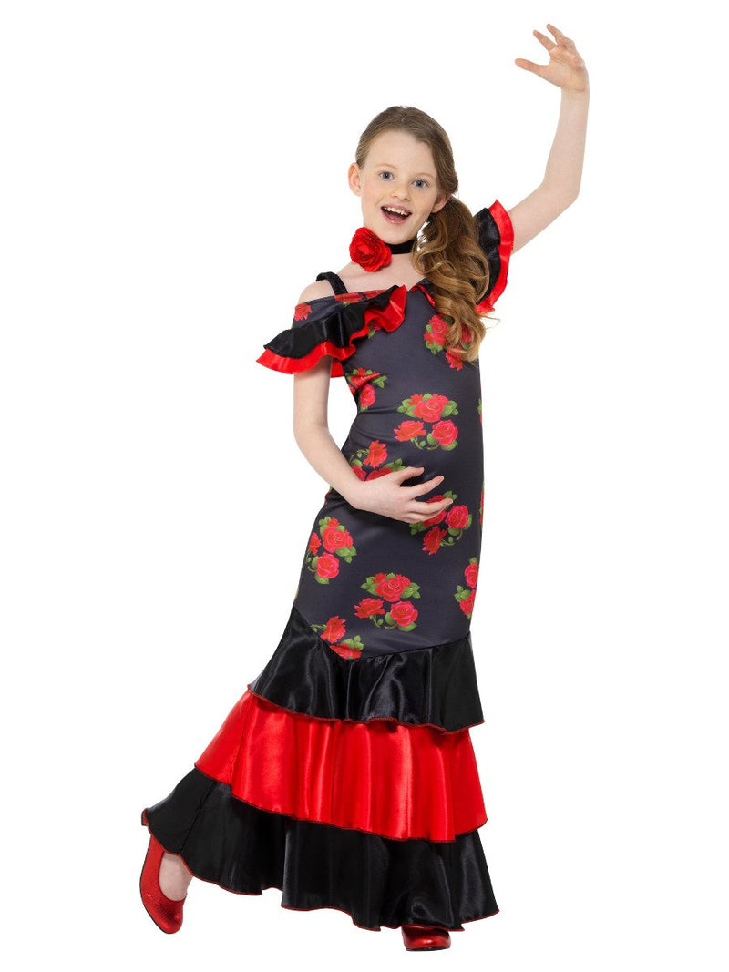 Costumes Australia Flamenco Girl Costume Black & Red Child Spanish Dress_4