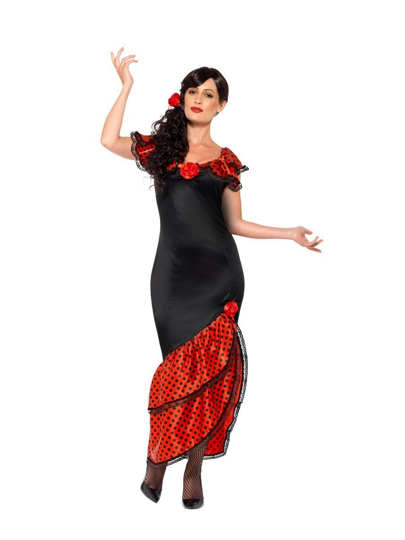 Costumes Australia Flamenco Senorita Costume Adult Black Dress Headpiece_4