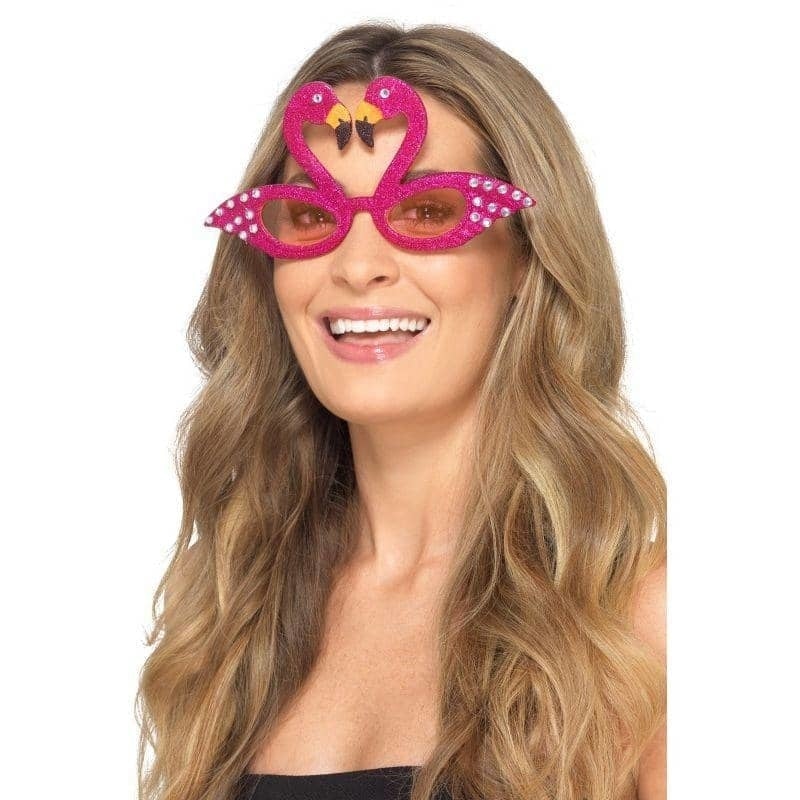 Costumes Australia Flamingo Sparkle Glasses Adult Pink_1