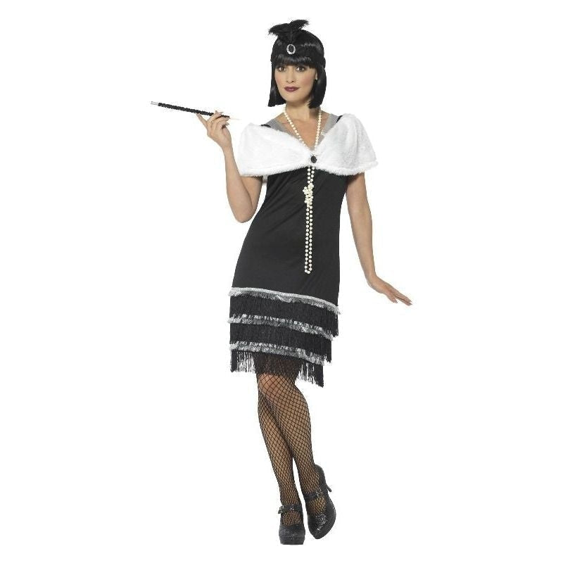 Costumes Australia Flapper Costume Black Dress with Fur Stole_2