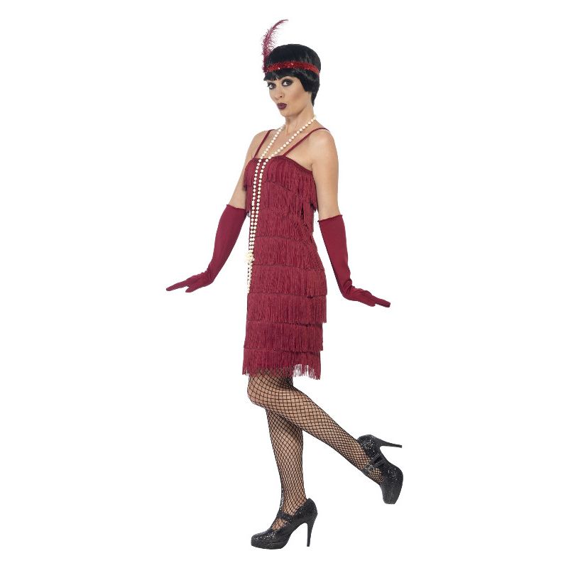 Costumes Australia Flapper Costume Short Burgundy Red Dress_3