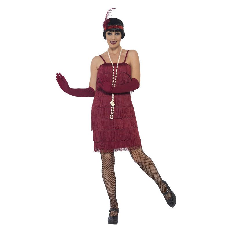 Costumes Australia Flapper Costume Short Burgundy Red Dress_1