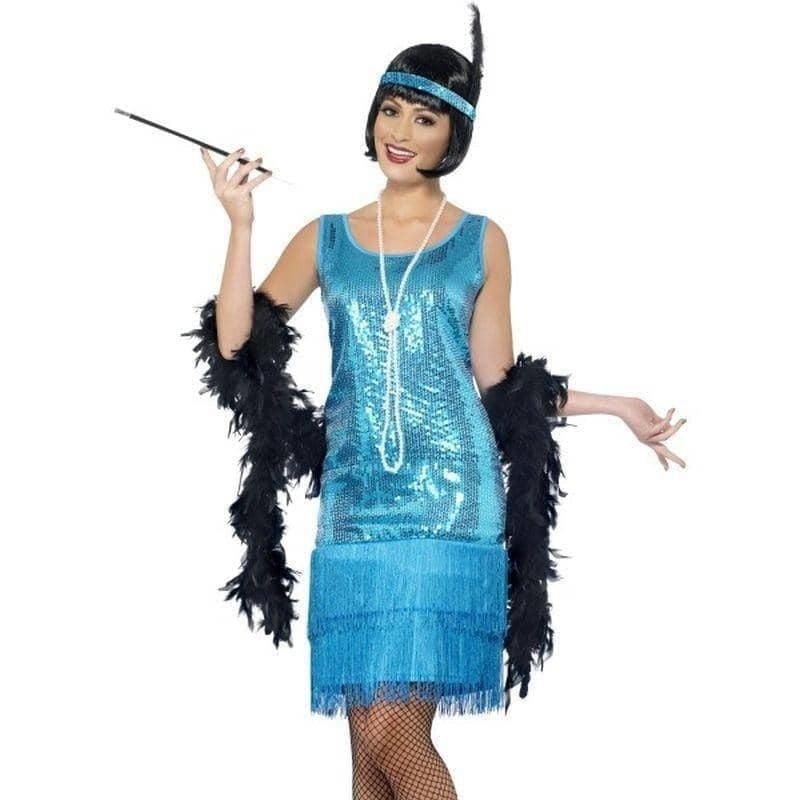 Costumes Australia Flirty Flapper Costume Adult Blue_1