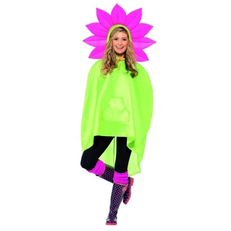 Costumes Australia Flower Party Poncho Adult Green Pink_2