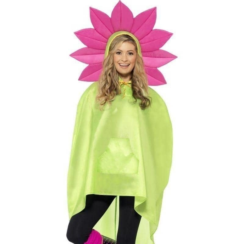 Costumes Australia Flower Party Poncho Adult Green Pink_1