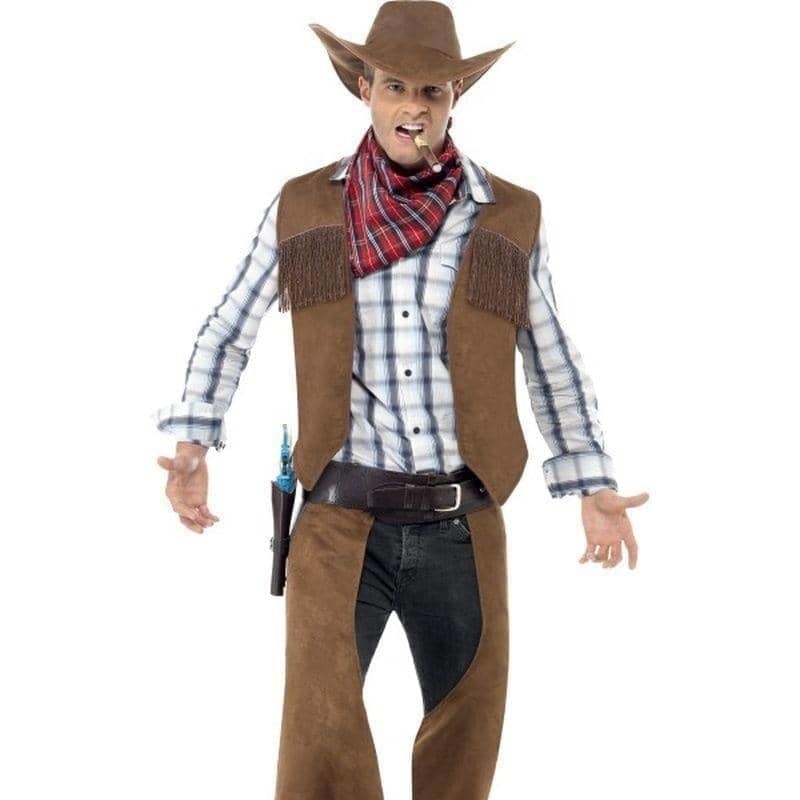 Costumes Australia Fringe Cowboy Costume Adult Brown_1