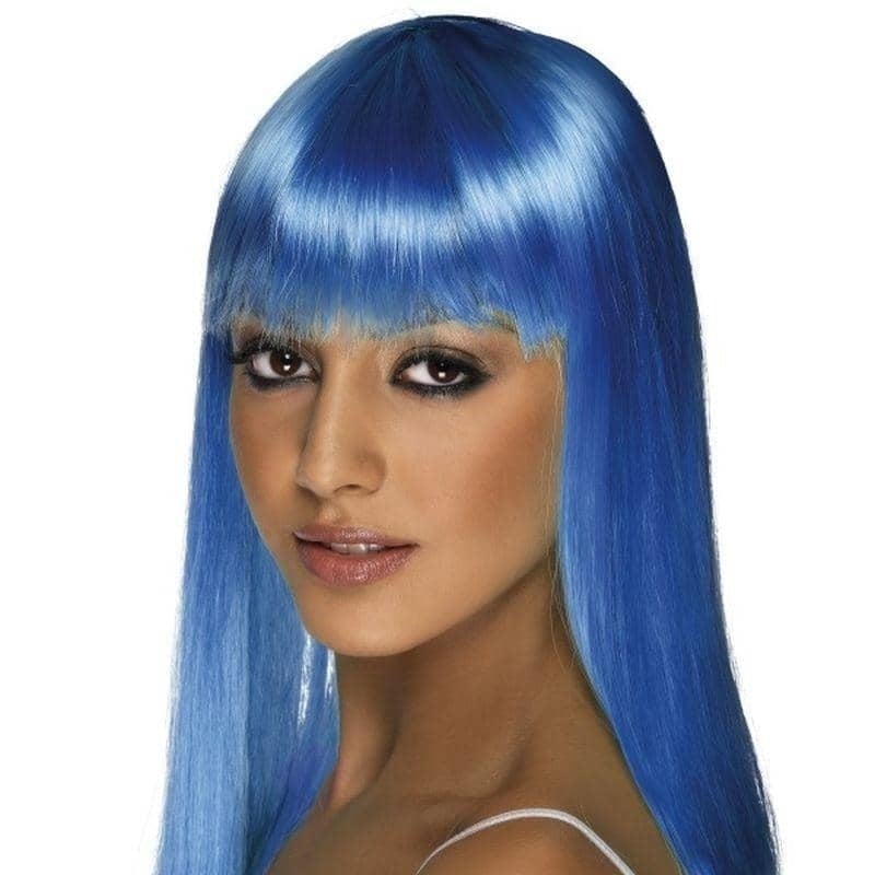 Costumes Australia Glamourama Wig Neon Blue Long with Fringe_1