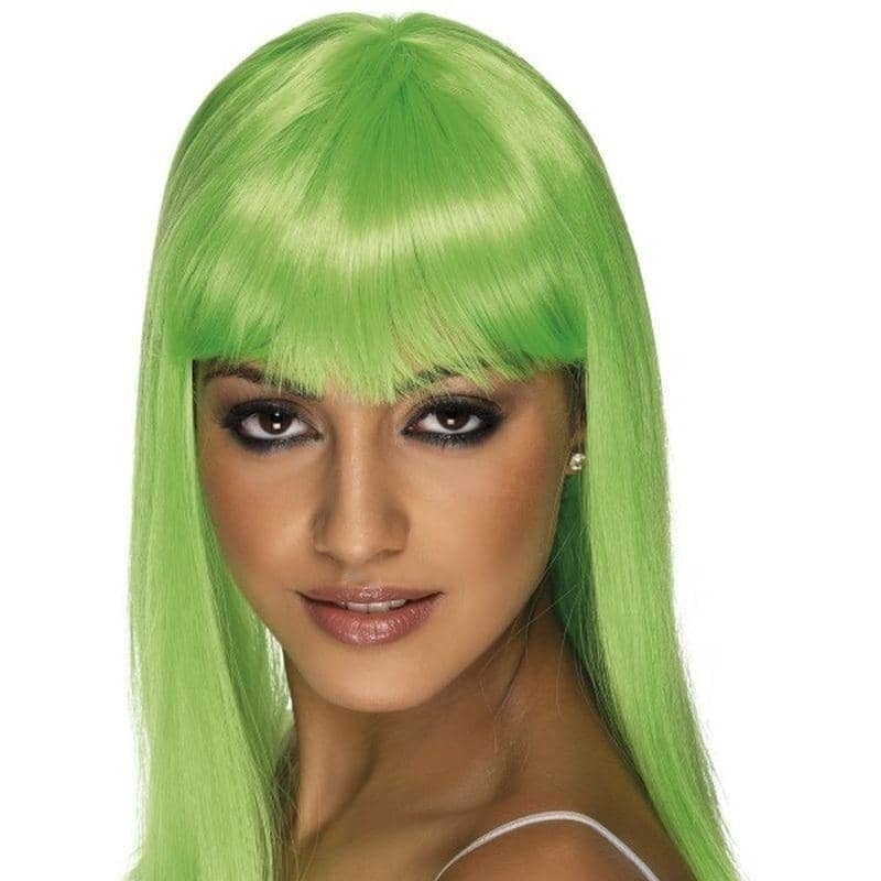 Costumes Australia Glamourama Wig Neon Green Long with Fringe_1