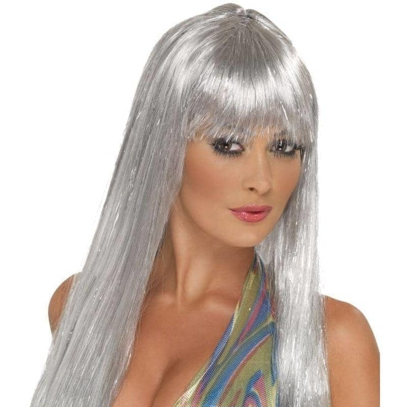 Costumes Australia Glitter Disco Wig Adult Silver Costume Accessory_1