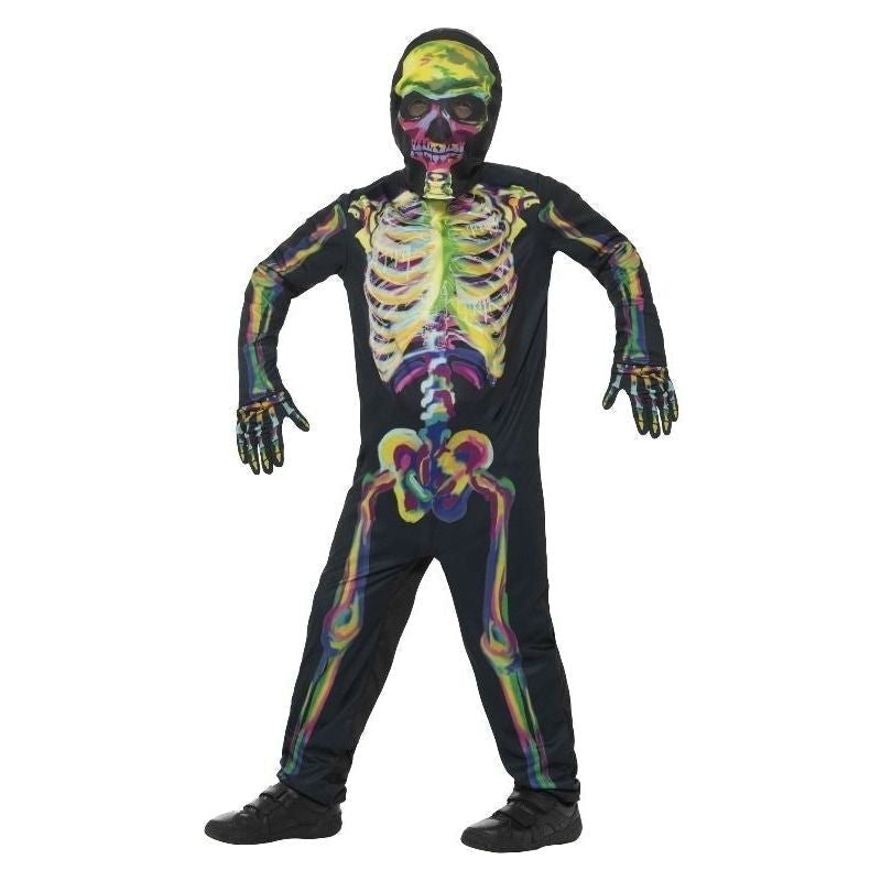 Costumes Australia Glow In The Dark Skeleton Costume Kids Multi Coloured Jumpsuit_2