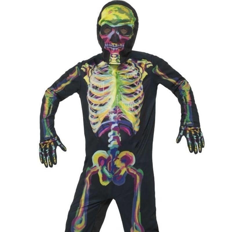 Costumes Australia Glow In The Dark Skeleton Costume Kids Multi Coloured Jumpsuit_1