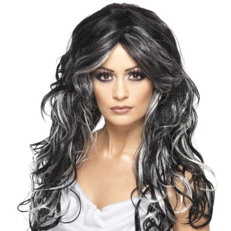 Costumes Australia Gothic Bride Wig Adult Black White_1